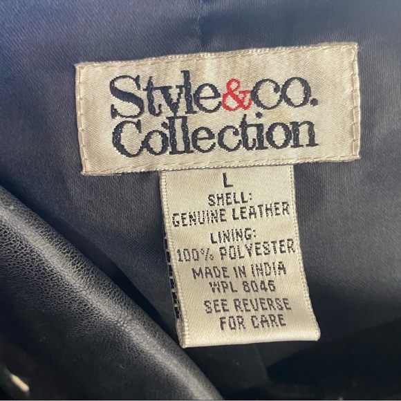 Style & co Black Leather Jacket size Large - Picture 4 of 5